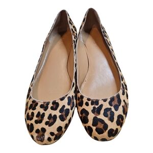 J Crew Leopard Print Calf Hair Flats Size 8